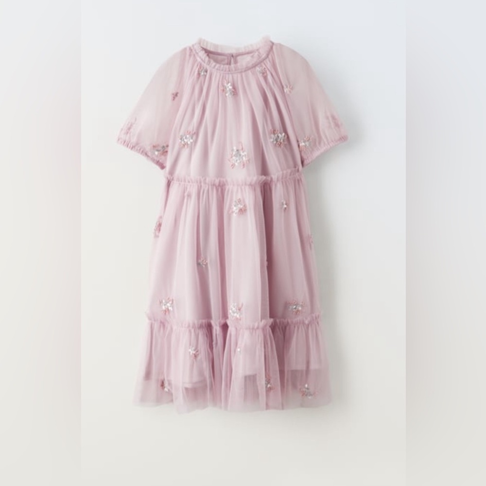 Zara Girl’s Embroidered Dress with Beading, size 11-12
